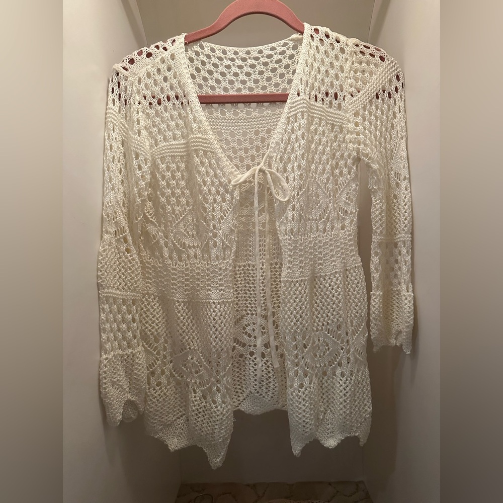 Cream Crochet Cardigan